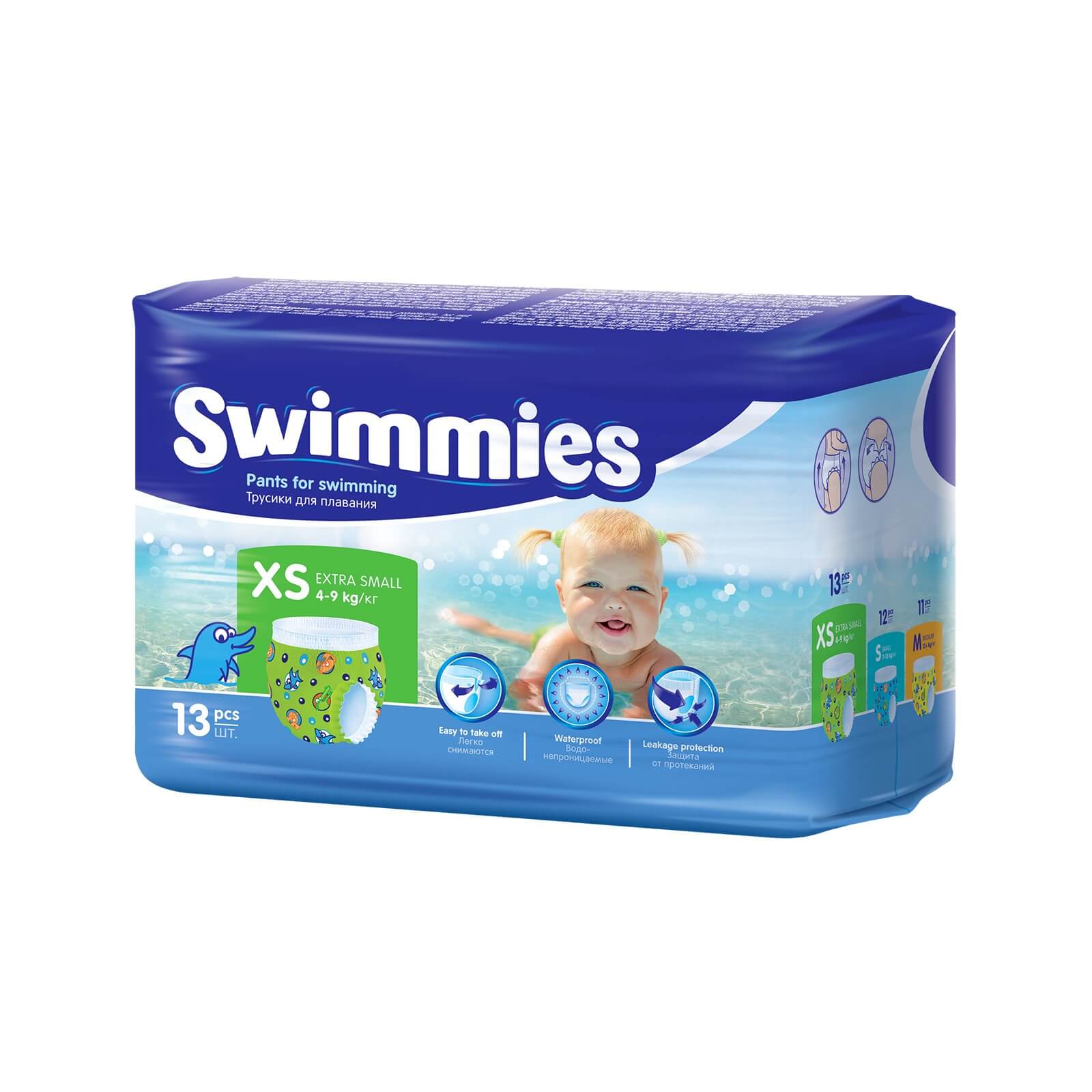 Βρακάκια πισίνας Swimmies Χ-Small Νο 1 (4-9kg) x 13 TEM