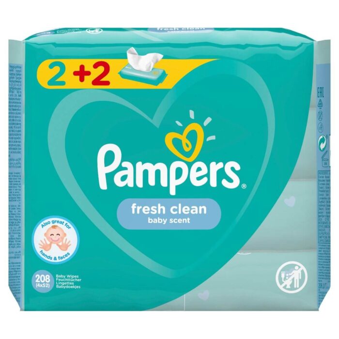 8001841078090_81688047_pampers_wipes_fresh_3x4x52_2_2_ Μωρομάντηλα Pampers Fresh 208τεμ 2+2 Δώρο (4x52τεμ)