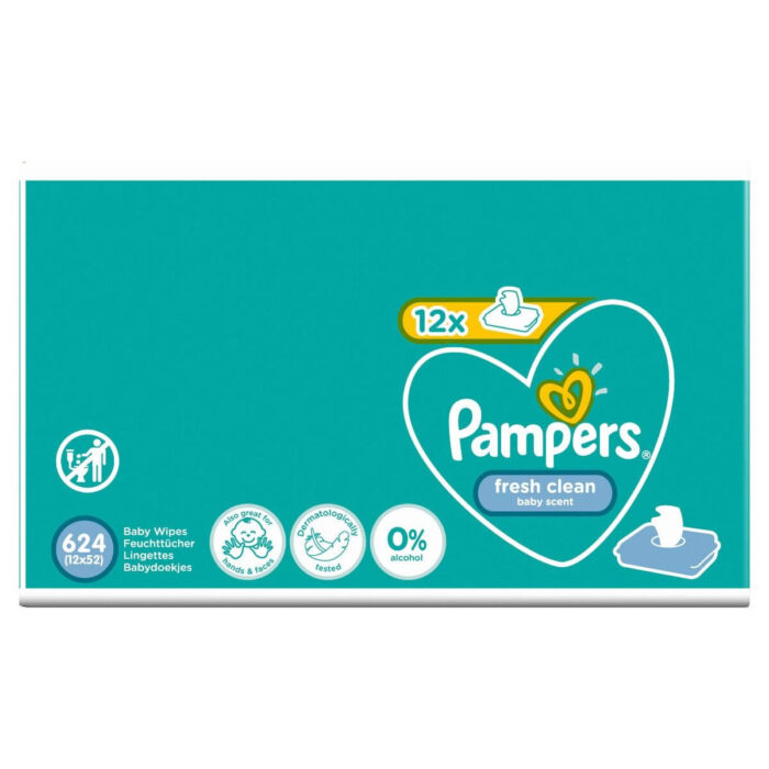 Μωρομάντηλα Pampers Fresh Monthly Βοx 624τεμ – 12×52τεμ