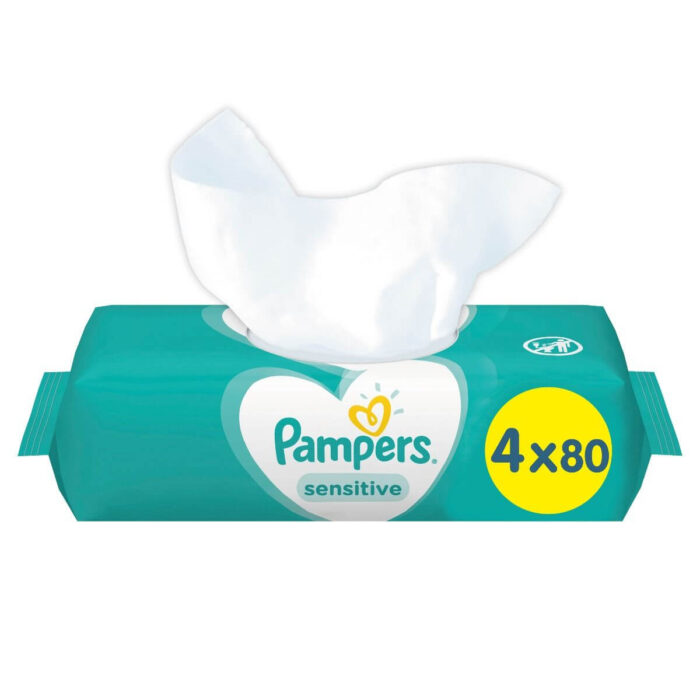 ΜΩΡΟΜΑΝΤΗΛΑ PAMPERS SENSITIVE 320ΤΕΜ (4×80ΤΕΜ) - 4