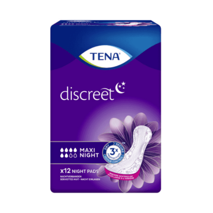 Tena Discreet Maxi Night Πολύ Απορροφητικές Σερβιέτες Ακράτειας Νυκτός 12 τεμάχια