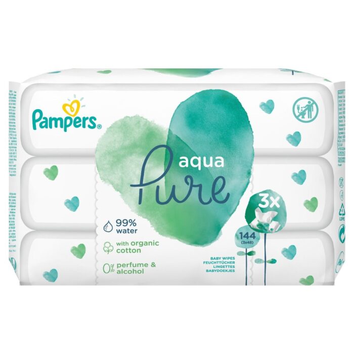 8001090603388_81691055_pampers_wipes_pure_6x3x48 Pampers Aqua Pure Μωρομάντηλα(3x48τμχ) 144τμχ