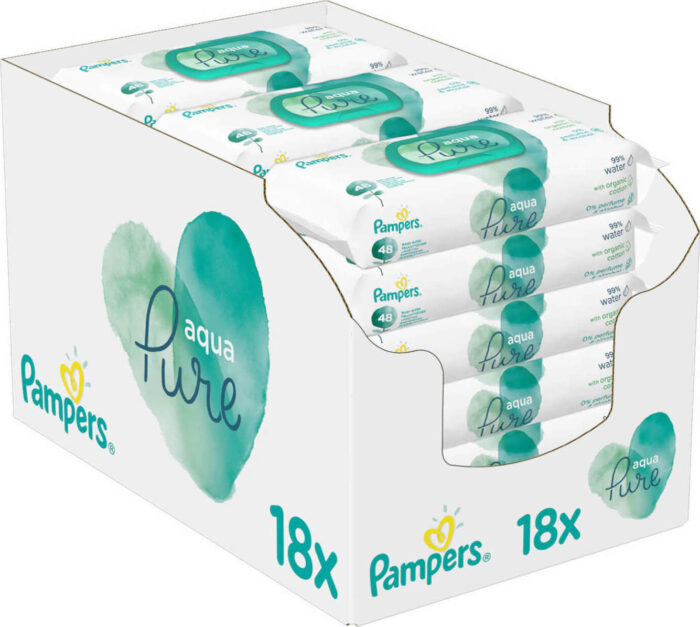 Pampers Aqua Pure Μωρομάντηλα 864 Monthly pack (18×48τμχ)