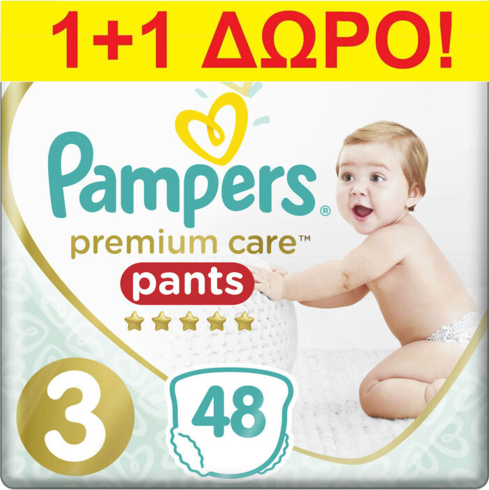 Pampers Premium Care Pants Νo3 (6-11kg) 2x48τμχ 1+1 δωρο = 96τμχ