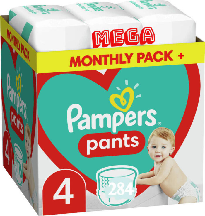 Pampers Pants Mega Monthly Pack+ No 4 (9-15kg) 284 τεμ