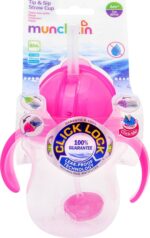 Munchkin Κύπελλο με Καλαμάκι Click Lock Pink 207ml, 6m+ - 2