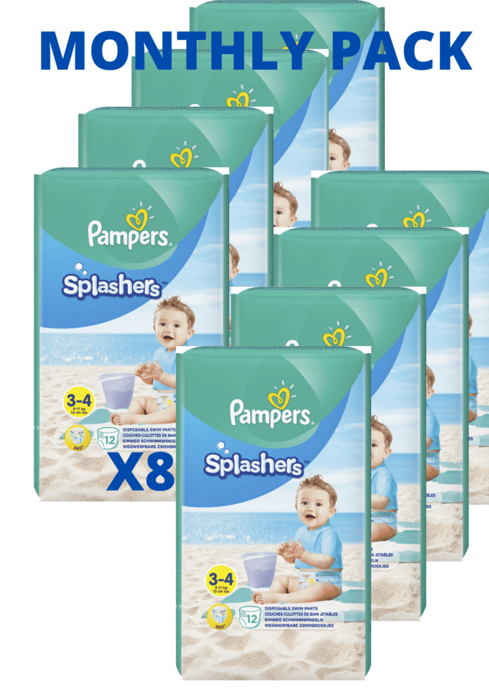 Βρακάκια πισίνας Pampers Splashers No 3-4 (6-11kg) 12τμχ x8 MONTHLY PACK