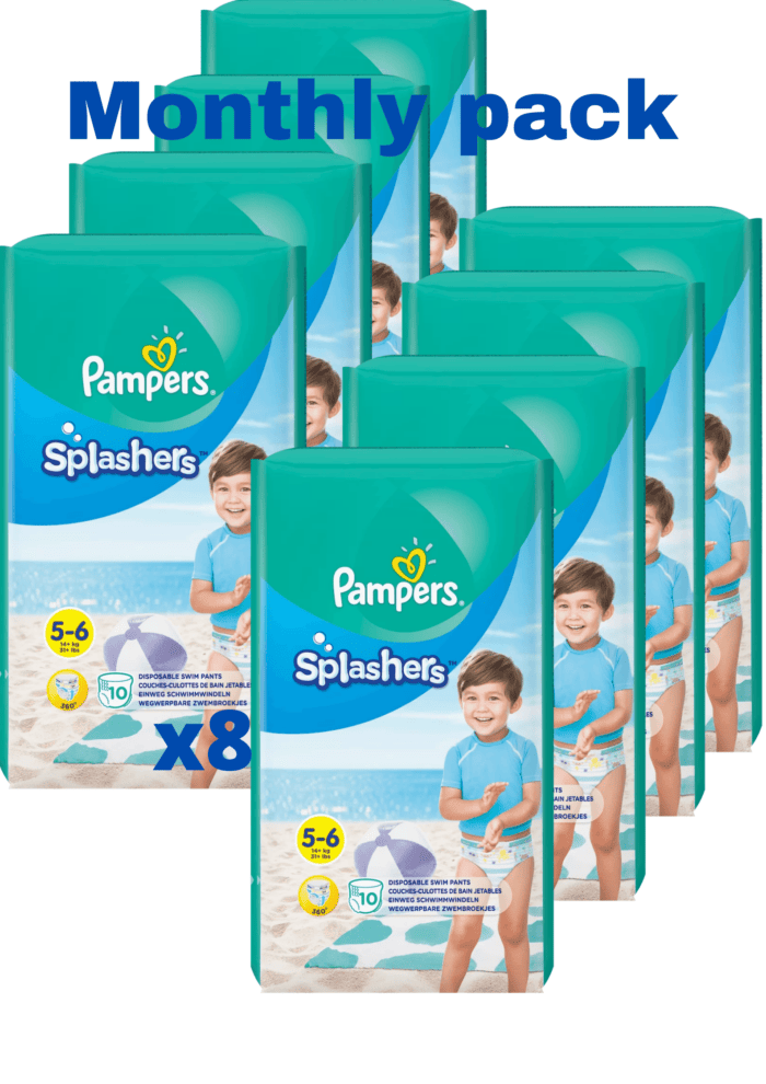 Βρακάκια πισίνας Pampers Splashers No 5-6 (14+kg) 10τμχ x 8 MONTHLY PACK