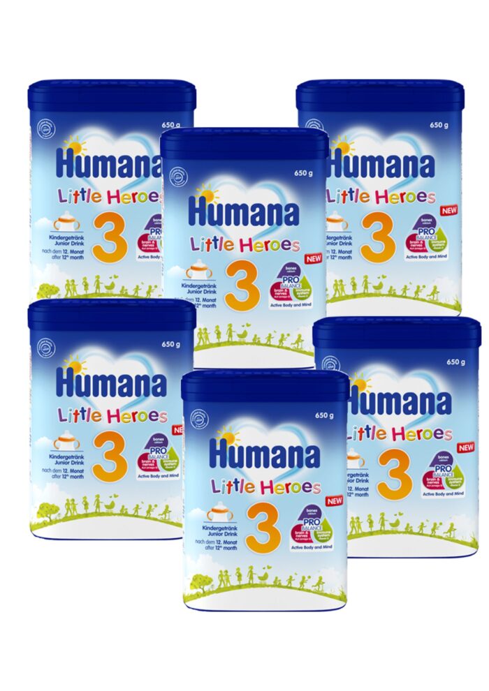Humana 3 γάλα Μετά το 12ο Μήνα έως + την Νηπιακή Ηλικία, Ρόφημα Γάλακτος σε Σκόνη, 650gr ( NEO – MY PACK) MONTHLY x6