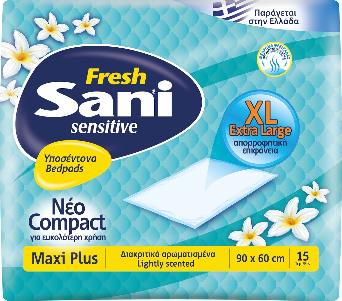 Sani Υποσέντονο Sensitive Maxi Plus Fresh 90 x 60 cm 6x15τμχ MONTHLY PACK ( 90 TEMAXIA)