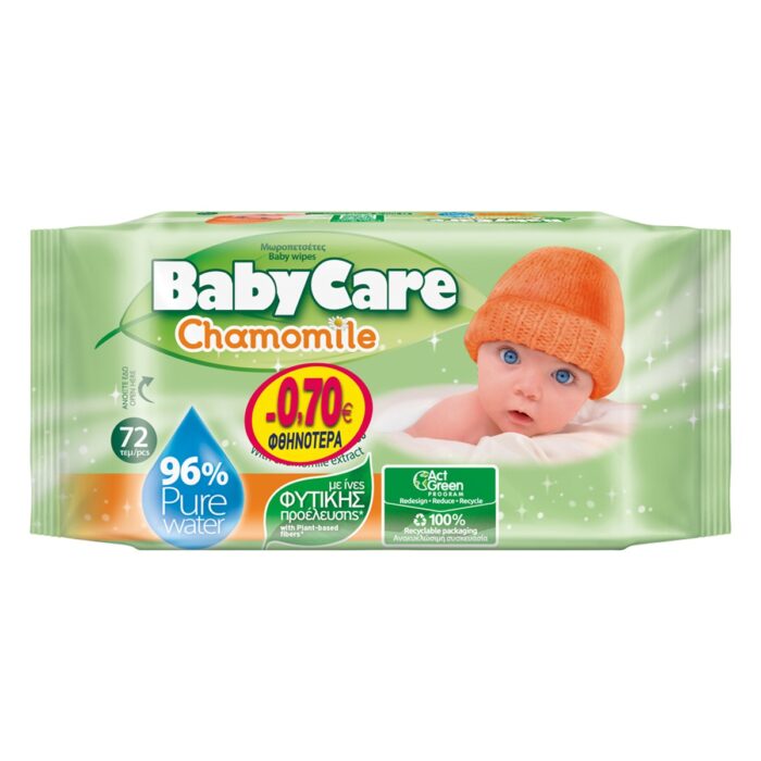 Mωρομάντηλα BabyCare Chamomile (24x72τμχ) MONTHLY PACK - 1
