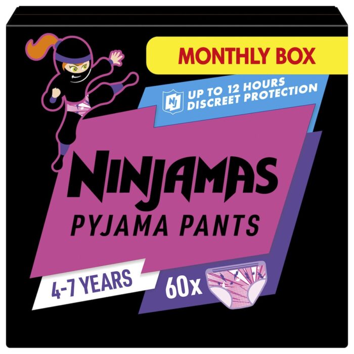 Pampers Πάνες Βρακάκι Ninjamas Girl για 17-30kg 60τμχ