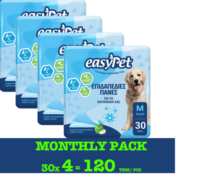 Easypet Επιδαπέδιες Πάνες για το κατοικίδιο σας 60x60 MONTHLY PACK 4x30TMX