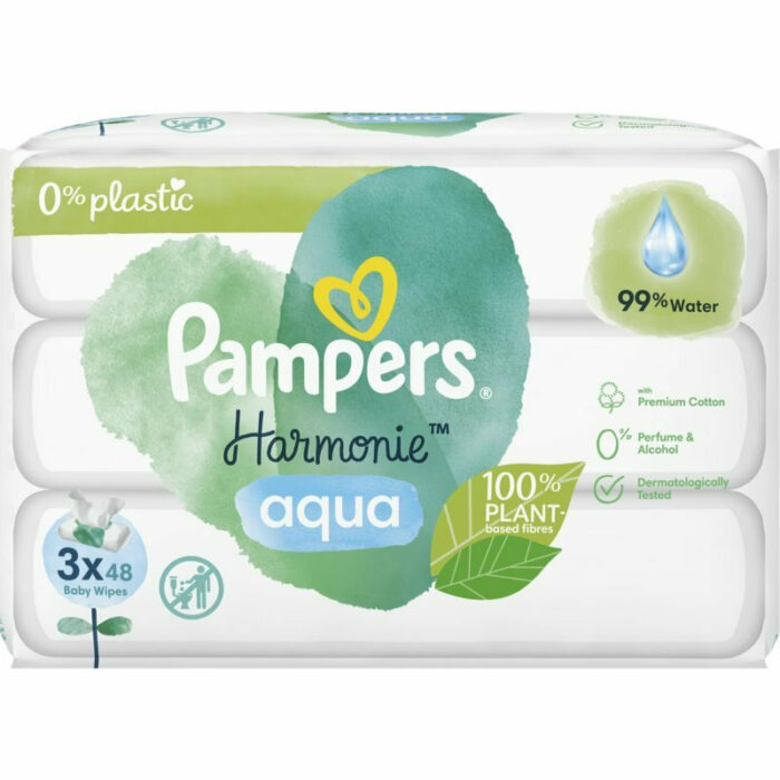 Pampers Aqua Harmonie Montlhy Pack Μωρομάντηλα, 6x3×48τεμ  = 18 x 48(864τεμ) - με 99% Νερό, χωρίς Οινόπνευμα & Άρωμα 3×48τμχ