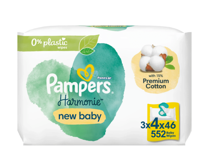 Pampers Harmonie New Baby Μωρομάντηλα 12x46τμχ (552τμχ)