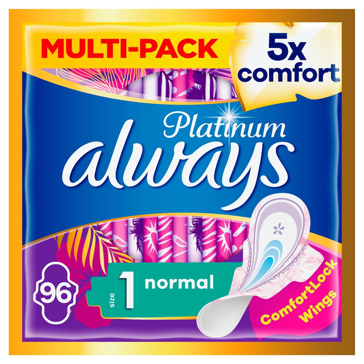 ALWAYS Platinum 1 Normal Σερβιέτες με Φτερά Μέγεθος 1 96 Τεμάχια