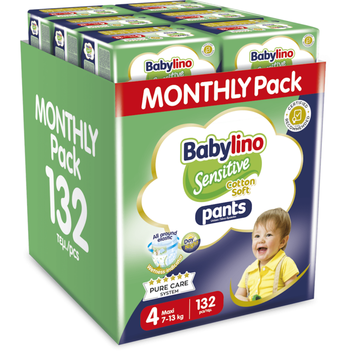 babylino_pants_no4 Πάνες Babylino Pants Cotton Soft Unisex Monthly Pack No4 Maxi (7-13kg) 132τεμ