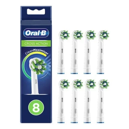 Oral-B Cross Action XXL PACK Ανταλλακτικές Κεφαλές Ηλεκτρικής Οδοντόβουρτσας Άσπρες 8τμχ.