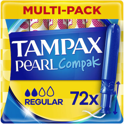 Tampax Regular Compak Pearl Ταμπόν Με Απλικατέρ Για Κανονική Ροή 72 Τεμάχια [4 Συσκευασίες X 18 Τεμάχια]