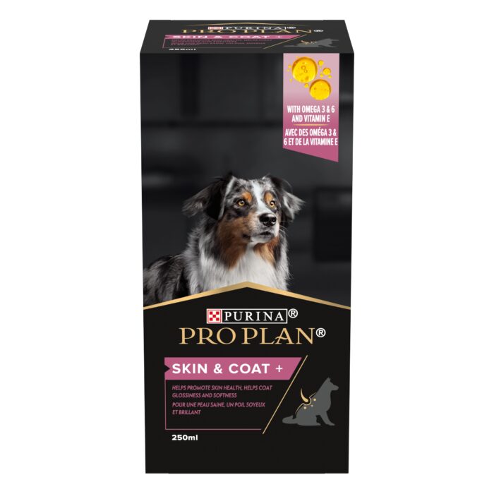 Purina Pro Plan Skin & Coat+ Συμπλήρωμα Διατροφής που υποστηρίζει την υγεία του δέρματος (ενυδάτωση και συνοχή) και τη λάμψη του τριχώματος του σκύλου σας σε μορφή Λαδιού 250ml