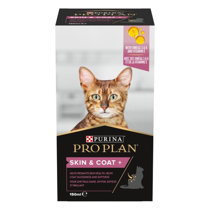 Purina Pro Plan Skin & Coat+ Συμπλήρωμα Διατροφής για την υγεία του δέρματος (ενυδάτωση και συνοχή) και τη λάμψη του τριχώματος της γάτας σας σε μορφή Λαδιού 150ml