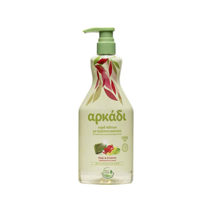 Αρκάδι Υγρό Πιάτων με Πράσινο Σαπούνι Ρόδι & Σταφύλι, 550ml