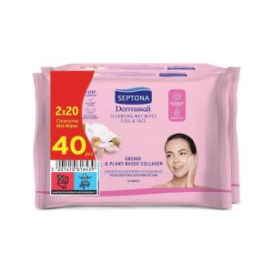 Septona Dermasoft Orchid Μαντηλάκια Αφαίρεσης Μακιγιάζ Προσώπου 40τμχ
