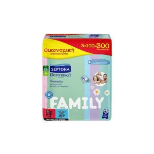 Septona Dermasoft Chamomile Μωρομάντηλα χωρίς Οινόπνευμα & Parabens 3x100τμχ