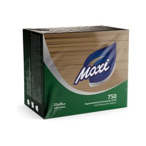 Maxi Χαρτοπετσέτα Πολυτελείας 1Φ Καφέ 24x23εκ. 750τμχ