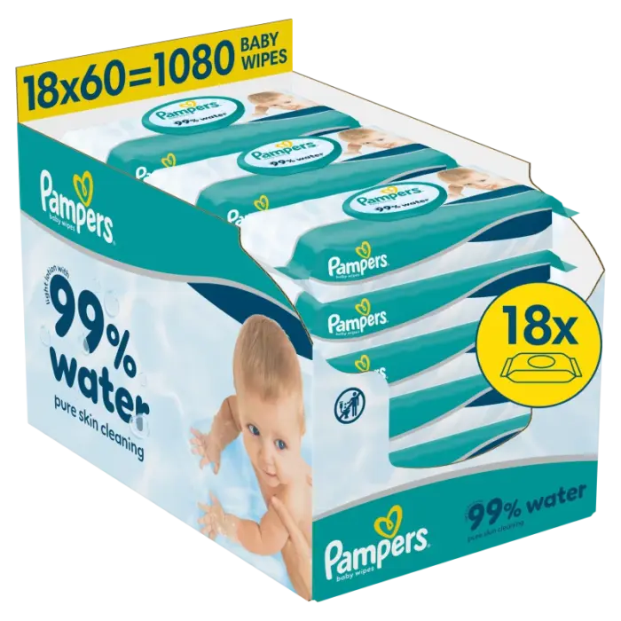 7347b9067f3fe9844450b14edb37e79b.jpg Pampers Aqua 99% Water Μωρομάντηλα18×60τμχ (1080 τεμάχια)
