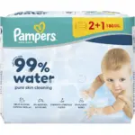Pampers 99% Water Baby Wipes 180 Τεμάχια (3×60 Τεμάχια) - 0