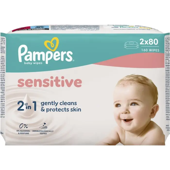 Pampers μωρομάντηλα sensitive 2x80τεμ