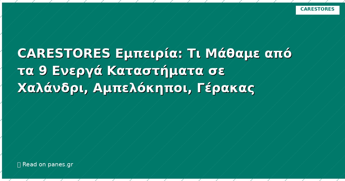 CARESTORES Εμπειρία: Τι Μάθαμε από τα 9 Ενεργά Καταστήματα σε Χαλάνδρι, Αμπελόκηποι, Γέρακας