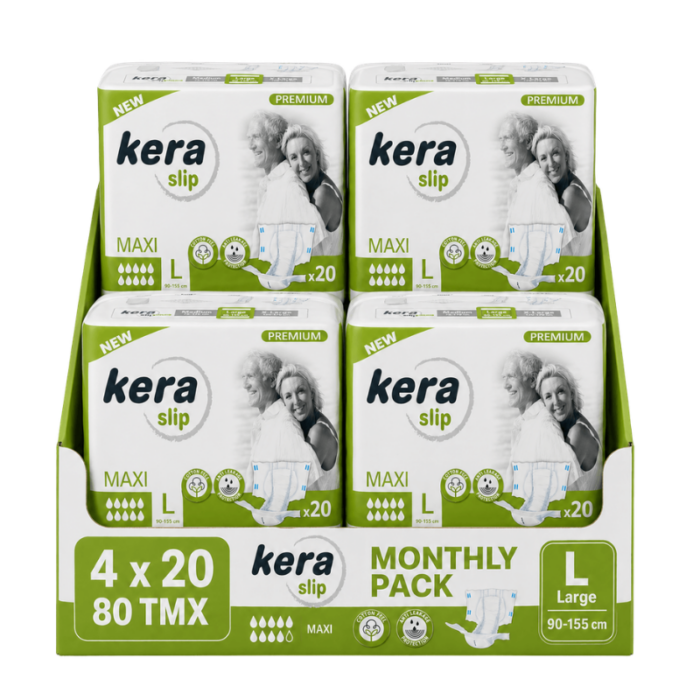 Πανες ακρατειας Kera Slip Large Maxi Monthly Pack 80 τεμαχιων (4×20)