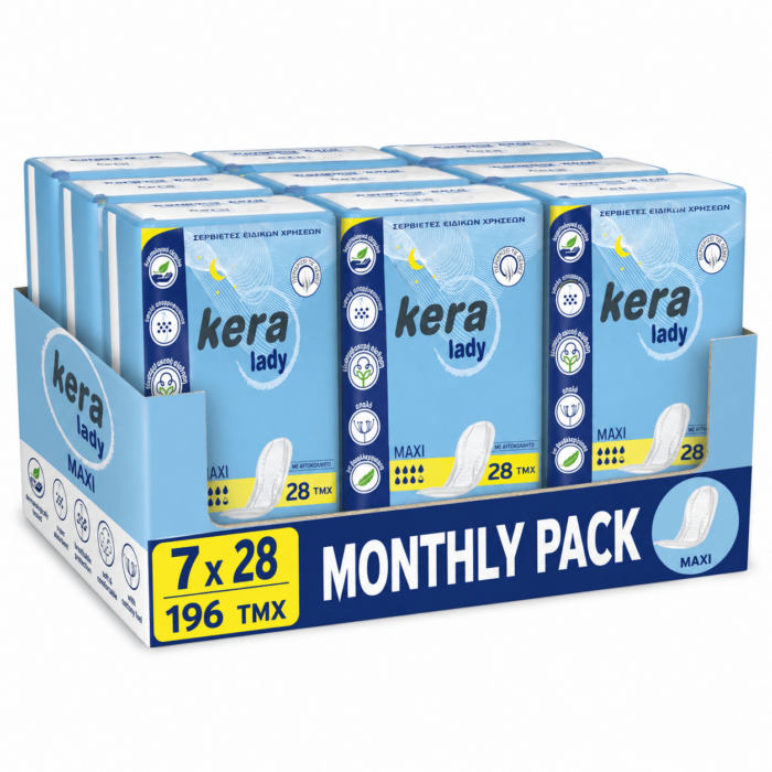109be321-3c71-45d0-a6d5-04ff6996fcbc-2 Σερβιέτες ακράτειας kera Lady Maxi Monthly Pack 196 τεμαχίων (7×28)