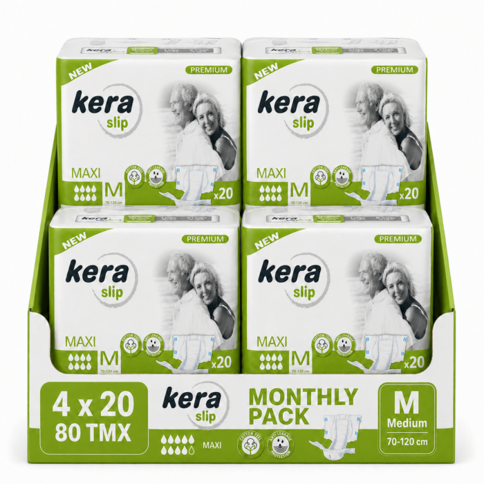 26e1e2ce-6cb1-4bc9-8f88-91a5f247586c-2 Πανες ακρατειας Kera Slip Μedium Maxi Monthly Pack 80 τεμαχιων (4×20)