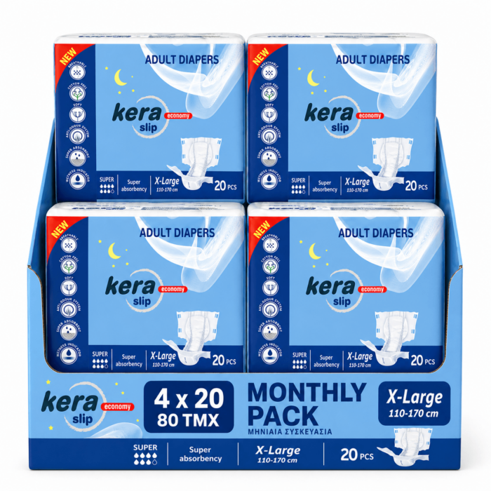 Πανες ακρατειας Kera Slip Xlarge Super Monthly pack 80 τεμαχιων