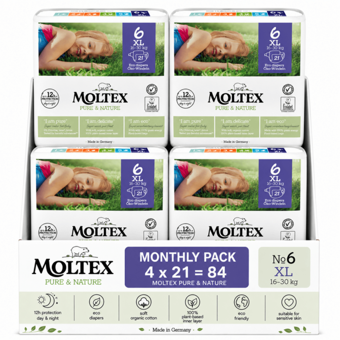 Moltex pure & nature XL no6 16-30kg Monthly Pack 84 τεμαχίων (4×21)