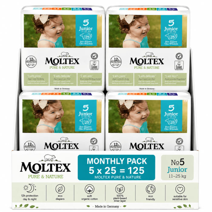Moltex pure & nature junior no5 11-25kg Monthly Pack 125 τεμαχίων (5×25)