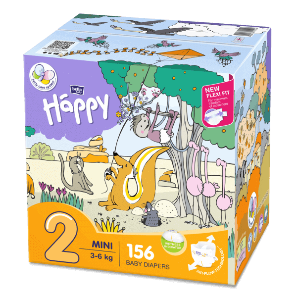 Happy Art+dry παιδικες πανες no2 156 τμχ 3-6kg