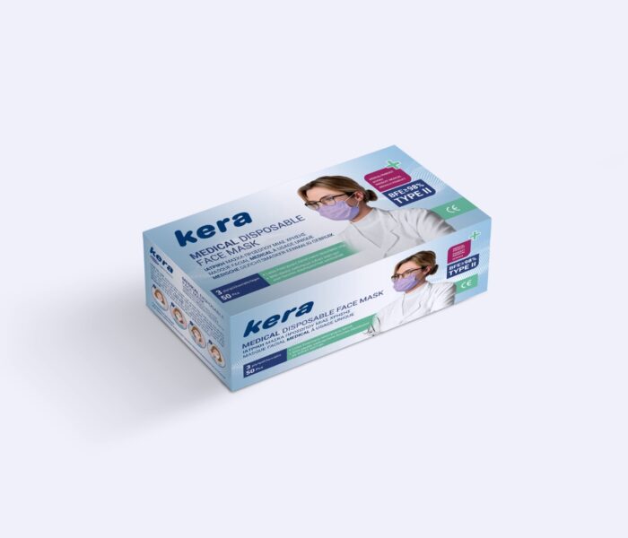 Μάσκες προσώπου kera medical μιας χρήσης 600 ΤΜΧ 3ply- Type II, ≥98% BFE medical devices  – ΙΑΤΡΙΚΗ ΤΡΙΦΥΛΛΗ - 1
