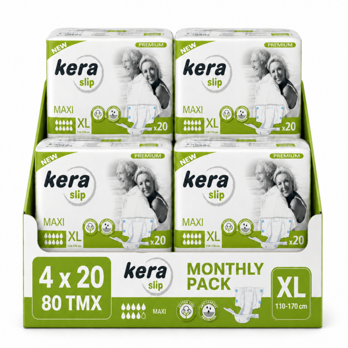 Πανες ακρατειας Kera Slip XLarge Maxi Monthly Pack 80 τεμαχιων (4×20)