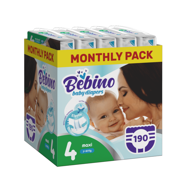 Bebino Monthly Pack παιδικες πανες maxi no4 7-18 kg 190 τμχ