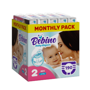 Bebino Monthly Pack παιδικες πανες mini no2 3-6 kg 190 τμχ