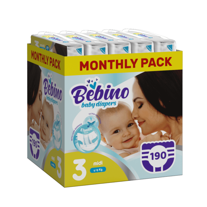 b-9e5e25cd Bebino Monthly Pack παιδικες πανες midi no3 4-9 kg 190 τμχ
