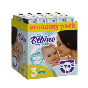 Bebino economy Pack παιδικες πανες midi no3 4-9 kg 114 τμχ