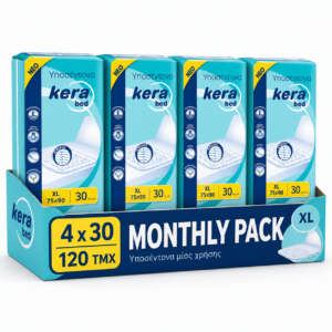 Kera bed υποσέντονα XL 75×90 monthly pack 120τμχ (4×30)