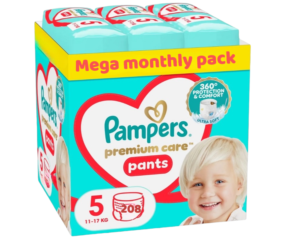 Pampers Premium Care Pants Mega Monthly Pack no5 (11-17kg) 208 Πάνες – Βρακάκι
