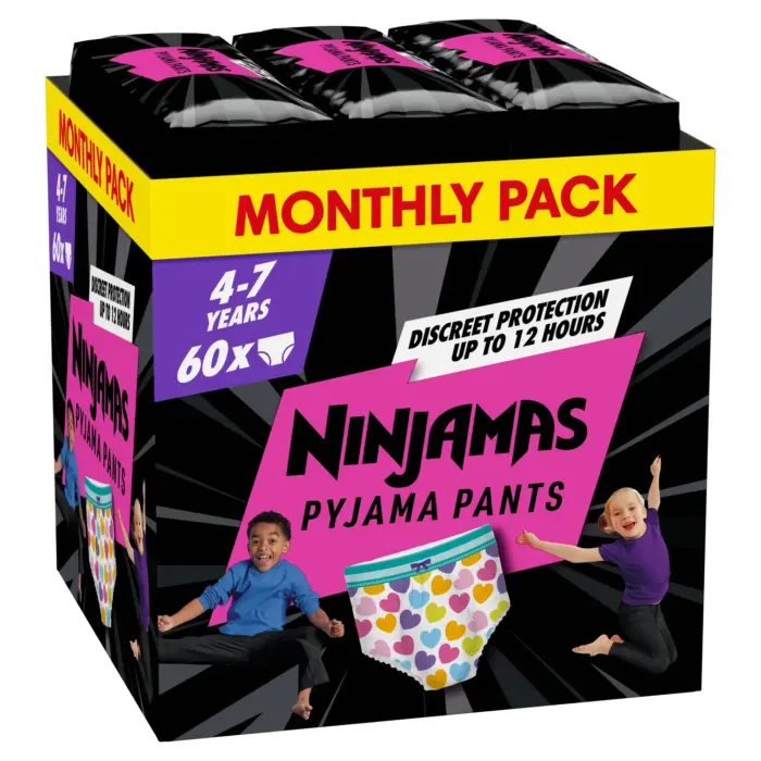 p-6241fd5cfb Πάνες Pampers Ninjamas Pyjama Night Pants Monthly Pack 60 τεμ. για Κορίτσια 4-7 ετών (17-30kg)