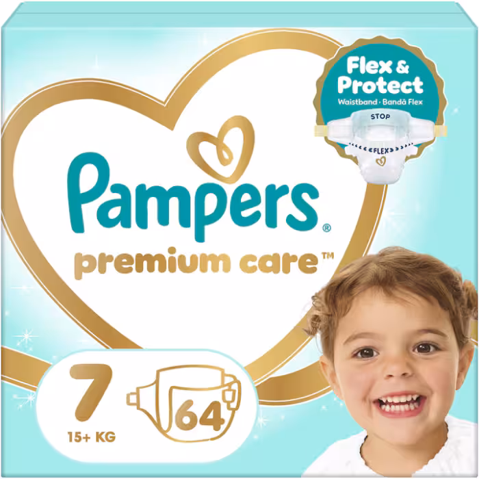 Pampers πανες Premium Care Megapack No7 (15kg+) Βρεφικές Πάνες, 64τεμ - 1